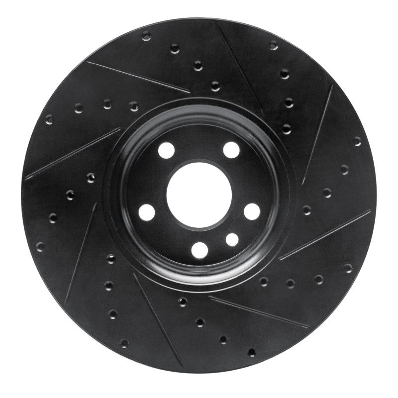 Volvo XC60 Brake Rotor (1) - Front Left - R1 Concepts - Drilled & Slotted - Black - `10-`16